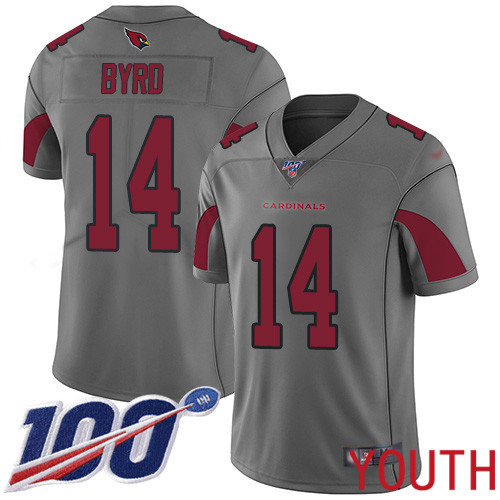 Arizona Cardinals Limited Silver Youth Damiere Byrd Jersey NFL Football #14 100th Season Inverted Legend